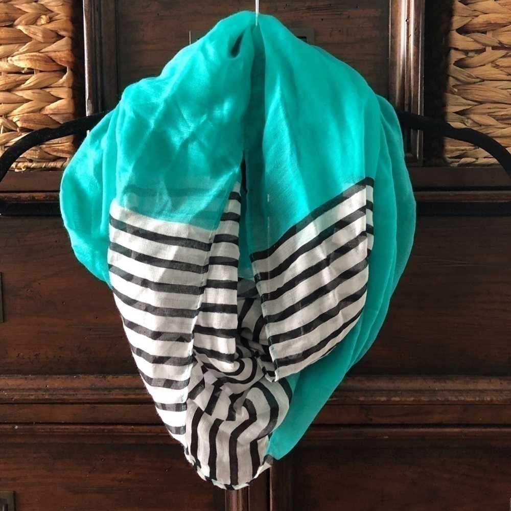 Lightweight summer double infinity scarf teal and striped